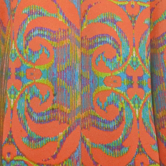 GABBY SKYE Women's Size 4P Dress ORANGE BAROQUE Fit & Flare, Stretch, Pockets - Picture 3 of 8